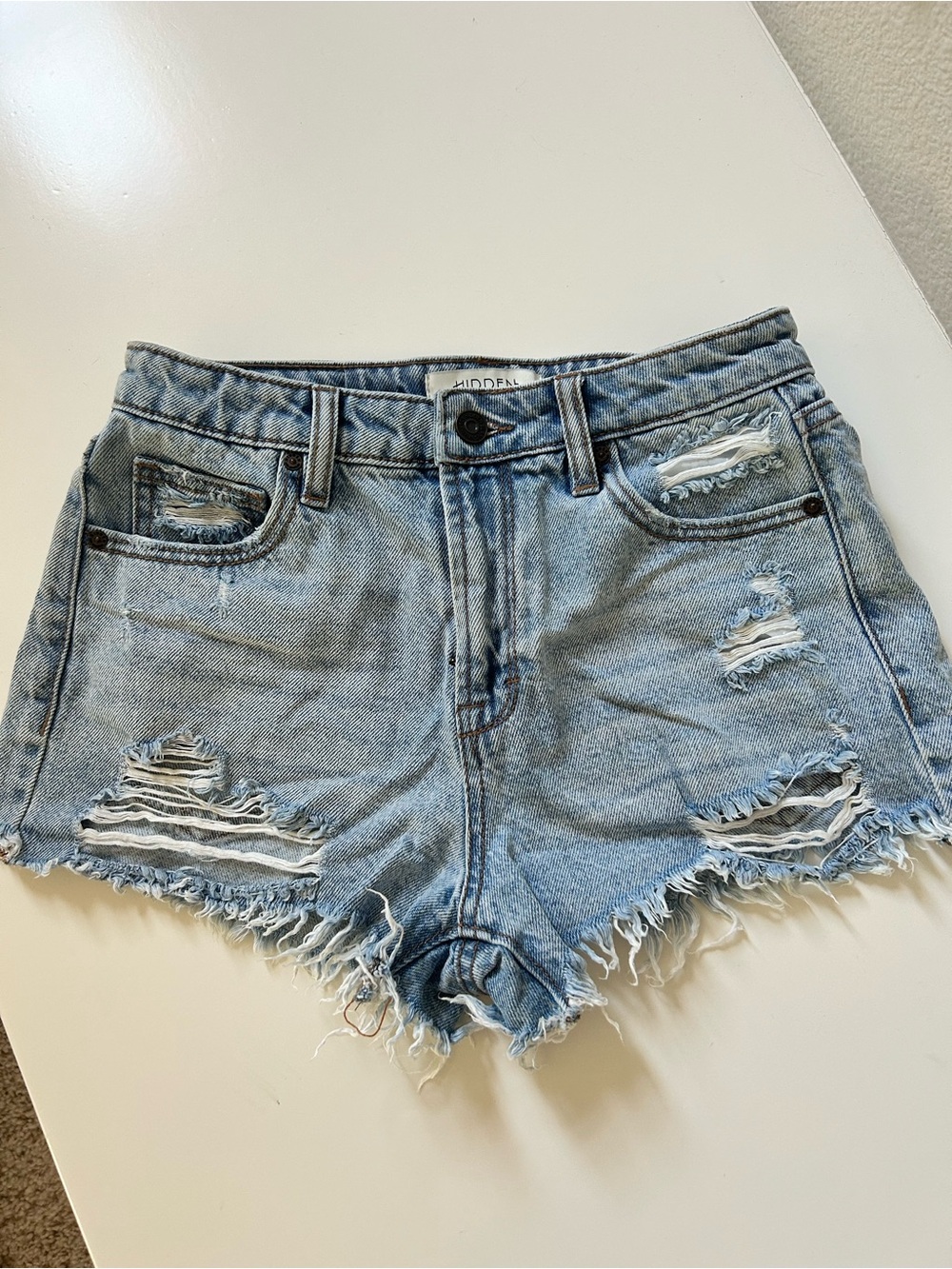 Ripped Blue Jean Shorts-Size Small